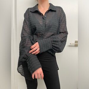 Free People sheer oversized shirt